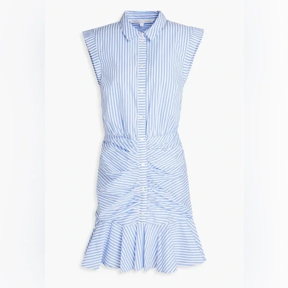 NWT VERONICA BEARD Bell Button Down Ruched Dress Shirt dress Sz 6 - Picture 3 of 11